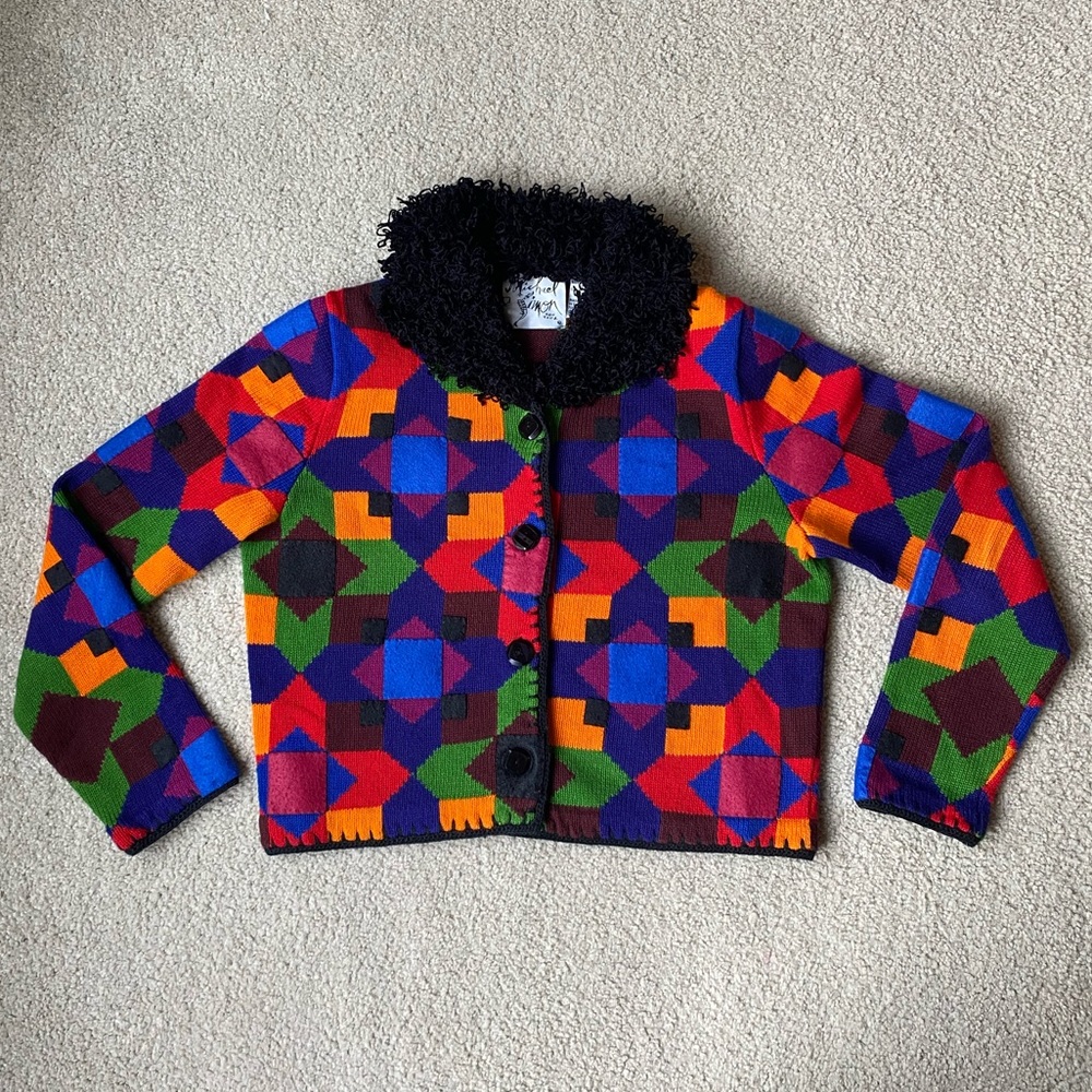 90s Vintage Thrifted Patchwork Button Up Cardigan